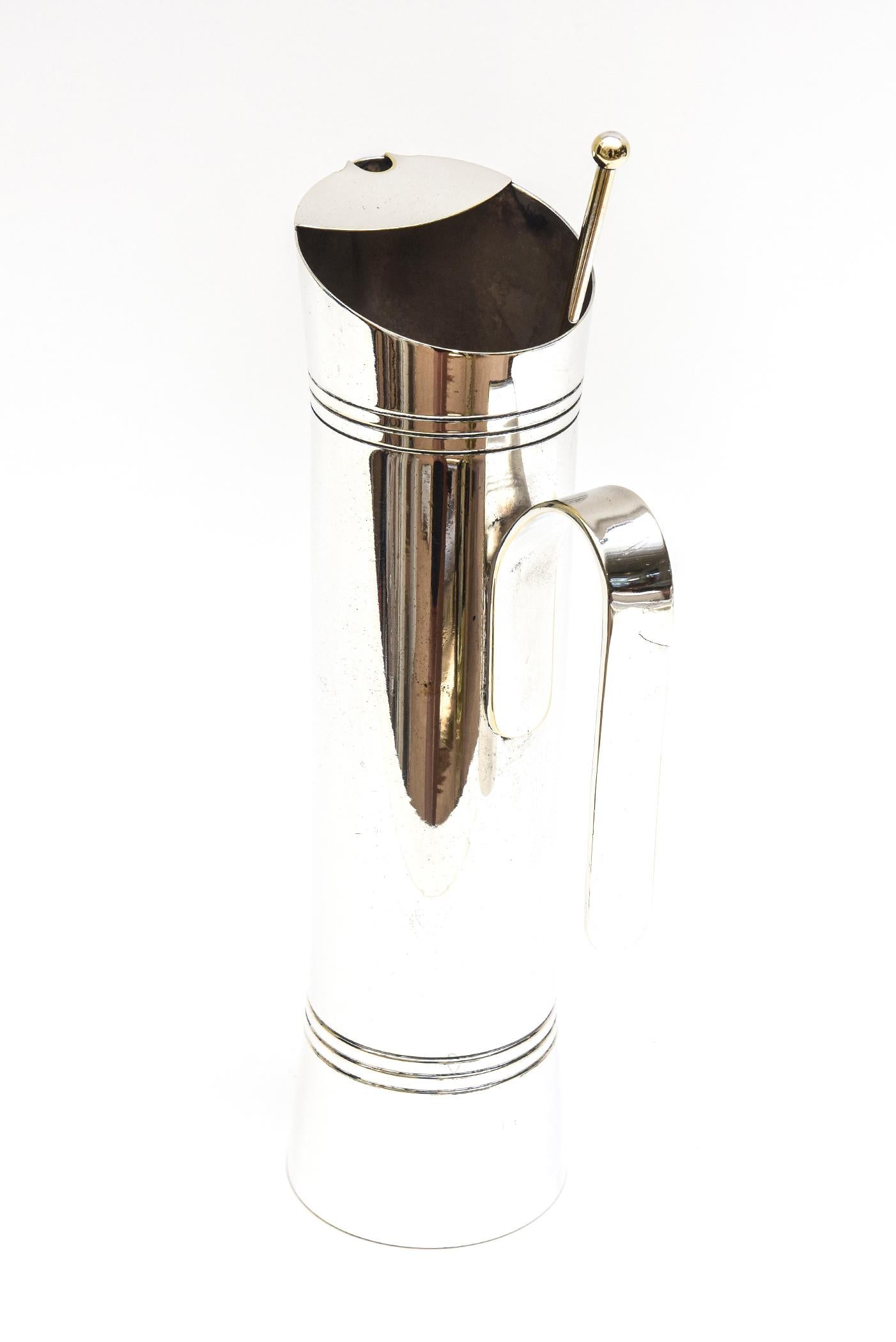 Dewert Signierter versilberter Vintage-Cocktail-Misch- oder Krug mit Löffel, Italienisch (Versilberung) im Angebot