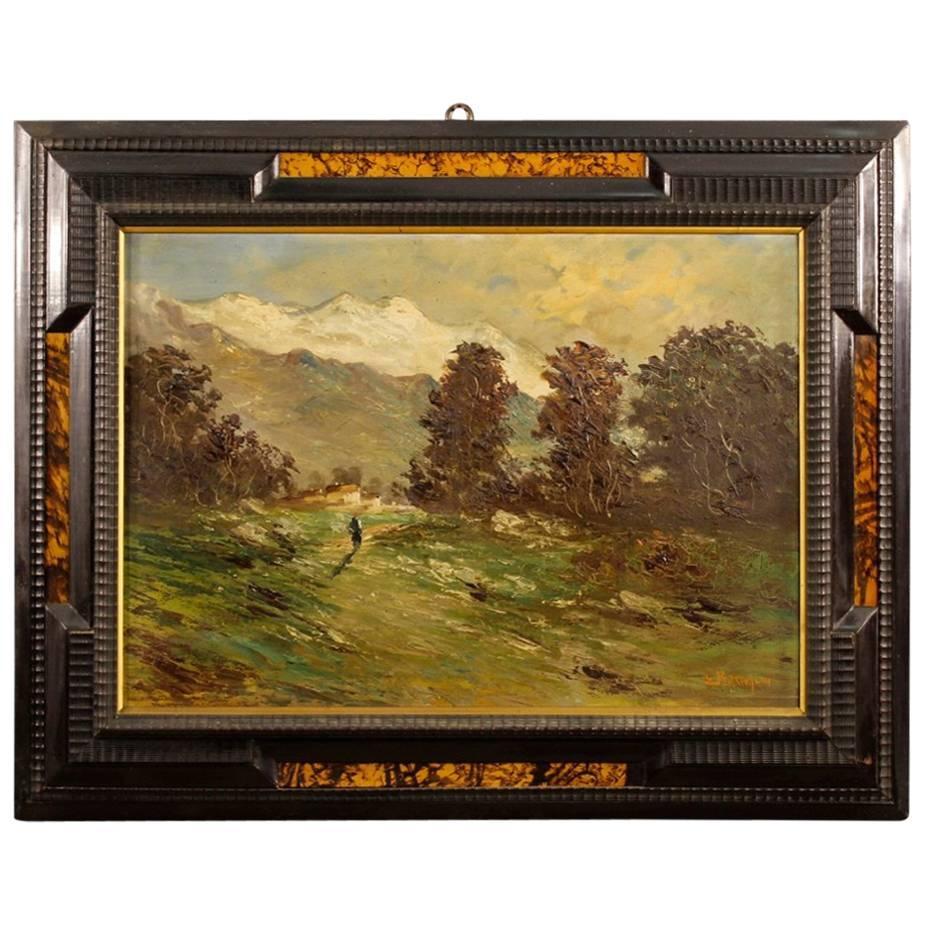 Italian Signed Impressionist Mountain Landscape Painting from 20th Century
