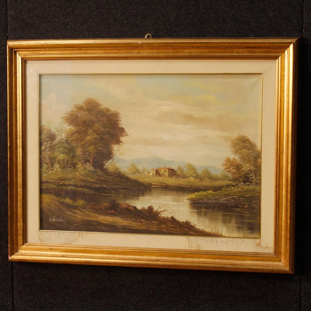 Italian Signed Landscape Painting Mixed-Media on Canvas from 20th Century 3