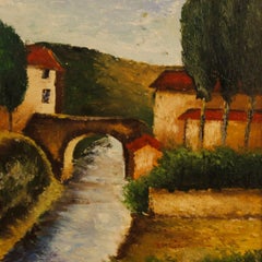  20th Century Oil on Canvas Italian Signed Landscape Painting, 1970