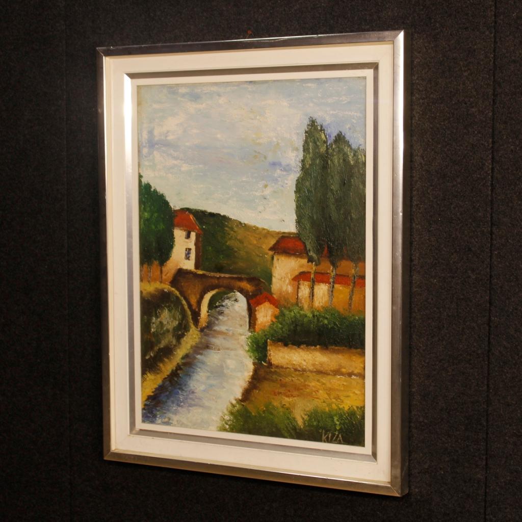  20th Century Oil on Canvas Italian Signed Landscape Painting, 1970 For Sale 2