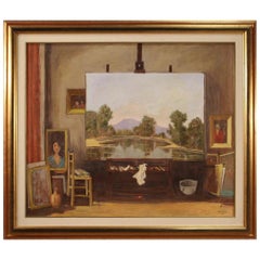 Italian Signed Oil Painting on Canvas, 20th Century