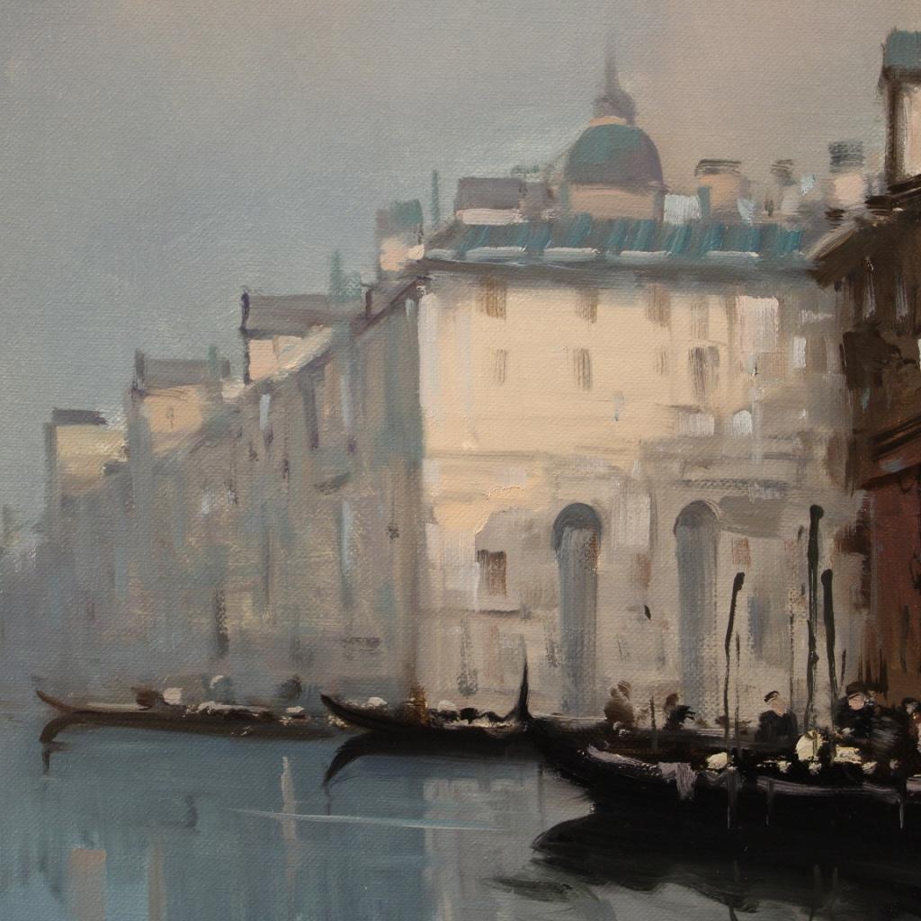 Italian Signed Oil Painting on Canvas, Venice, 20th Century For Sale 8