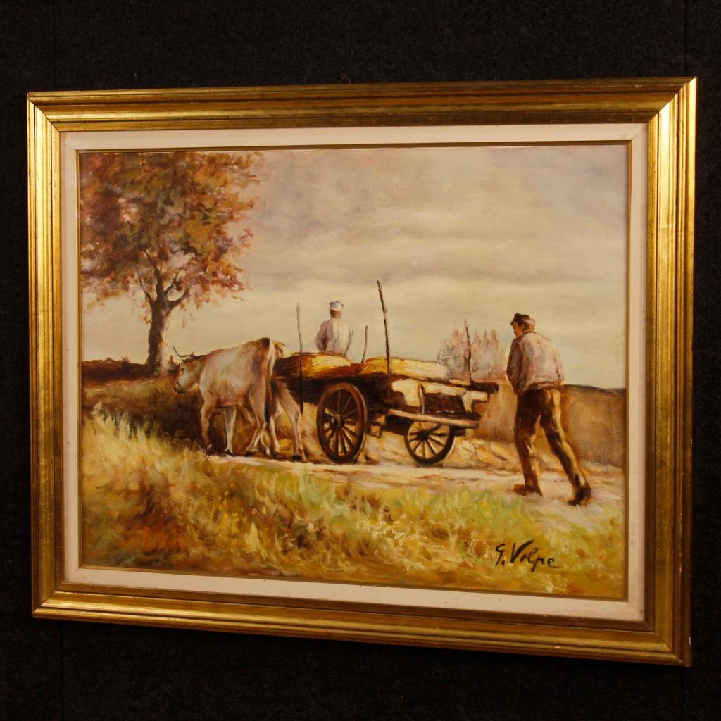 Italian Signed Painting Countryside Popular Scene from 20th Century 2