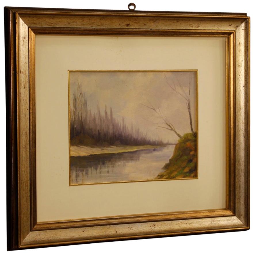 Italian Signed Painting Depicting Landscape, 20th Century For Sale