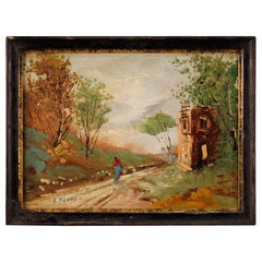 Italian Signed Painting Landscape in Impressionist Style, 20th Century Italian Signed Painting Landscape in Impressionist Style, 20th Century