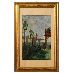 Italian Signed Painting Landscape in Impressionist Style, 20th Century Italian Signed Painting Landscape in Impressionist Style, 20th Century