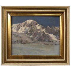 Italian Signed Painting Mountain Landscape, 20th Century
