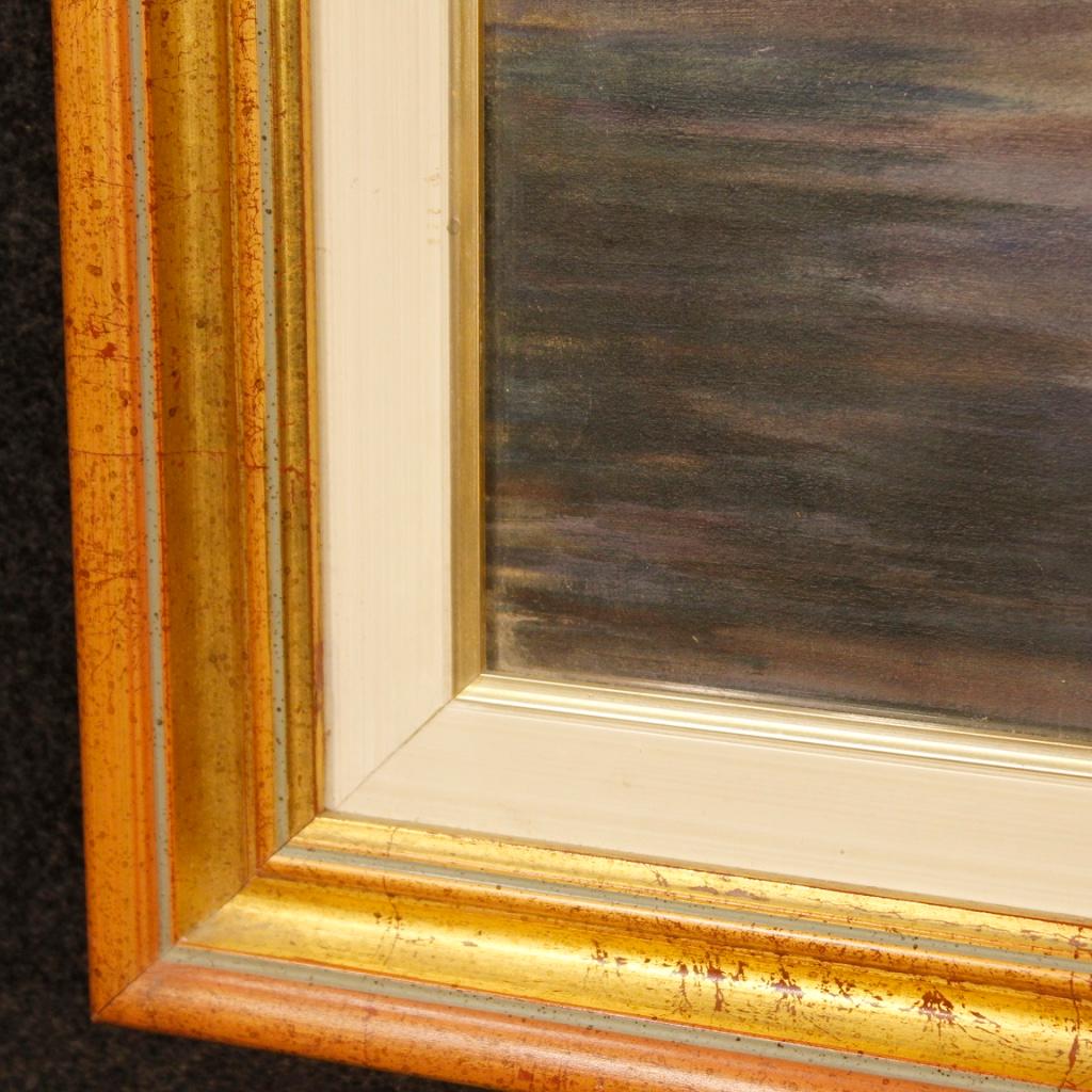 Italian Signed Painting Night Seascape, 20th Century For Sale 5