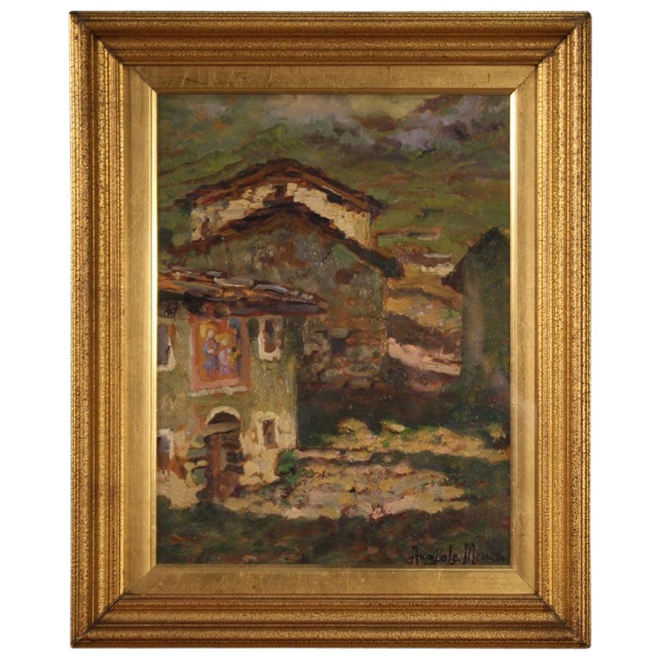 Italian Signed Painting of Countryside Landscape, 20th Century For Sale