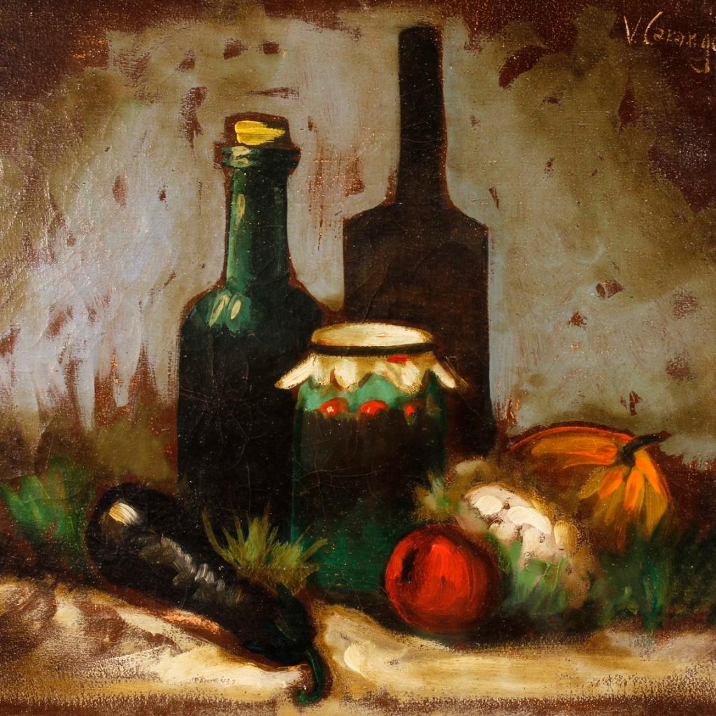 Painting depicting still life of the 20th century. Italian painting oil on canvas signed upper right 