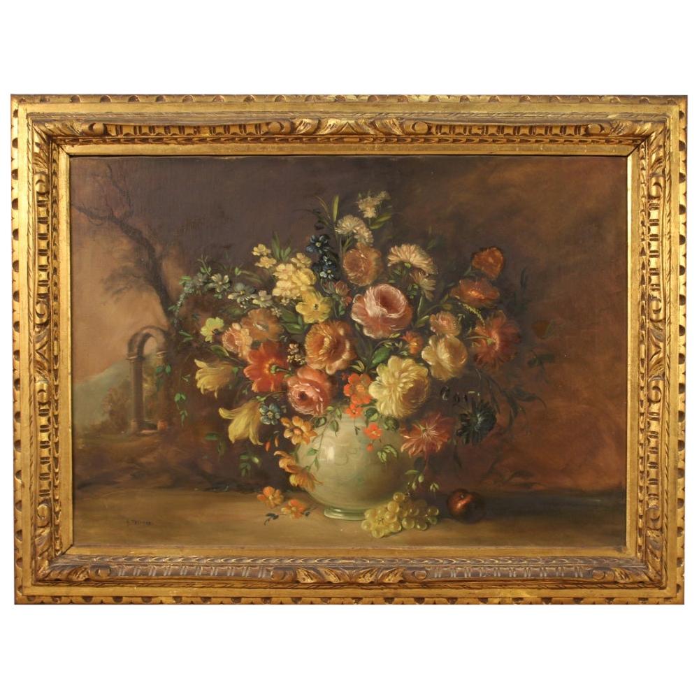 Italian Signed Painting Still Life, 20th Century For Sale