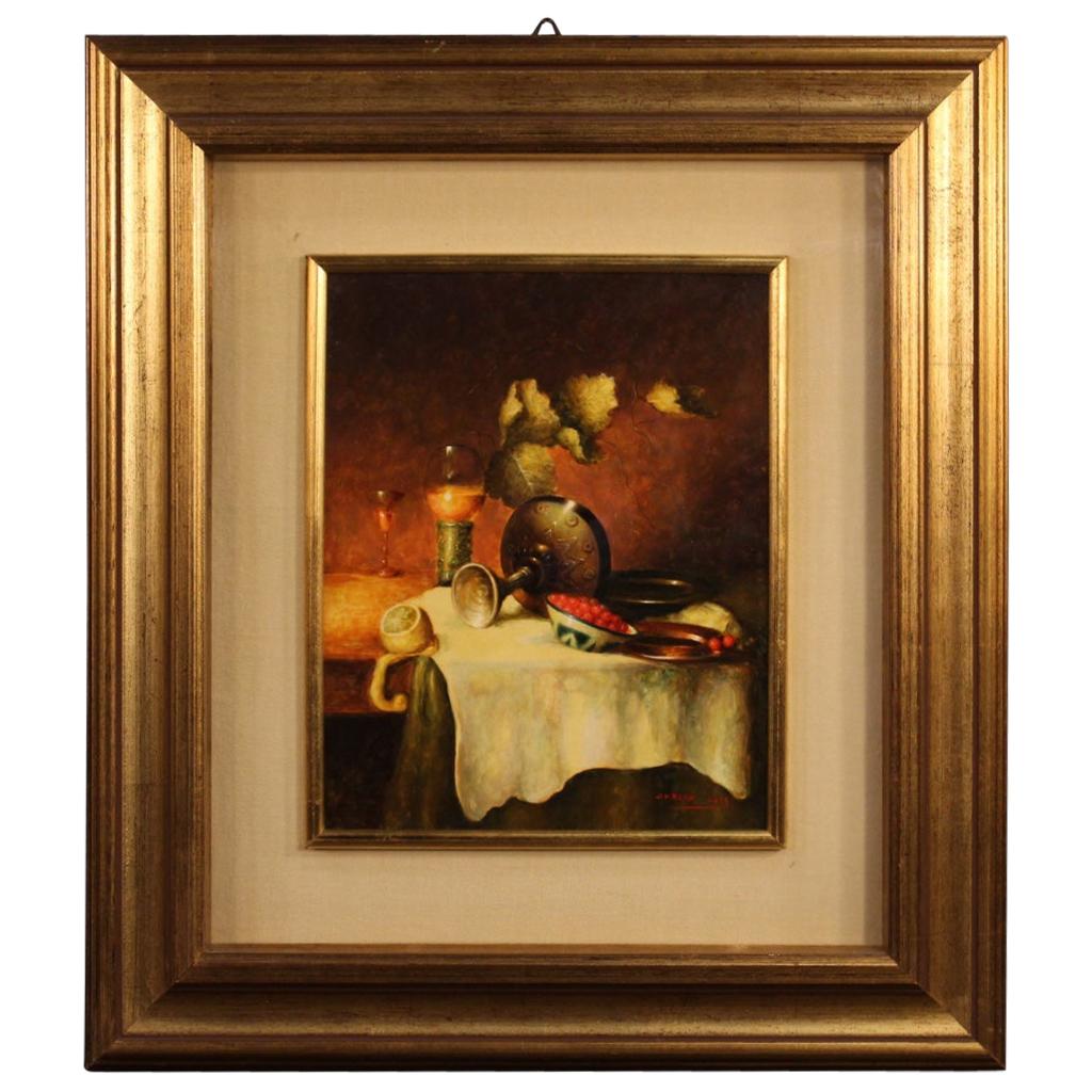 Italian Signed Painting Still Life, 20th Century For Sale