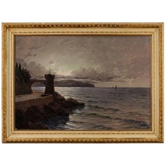 Italian Signed Seascape Painting Oil on Canvas from 20th Century