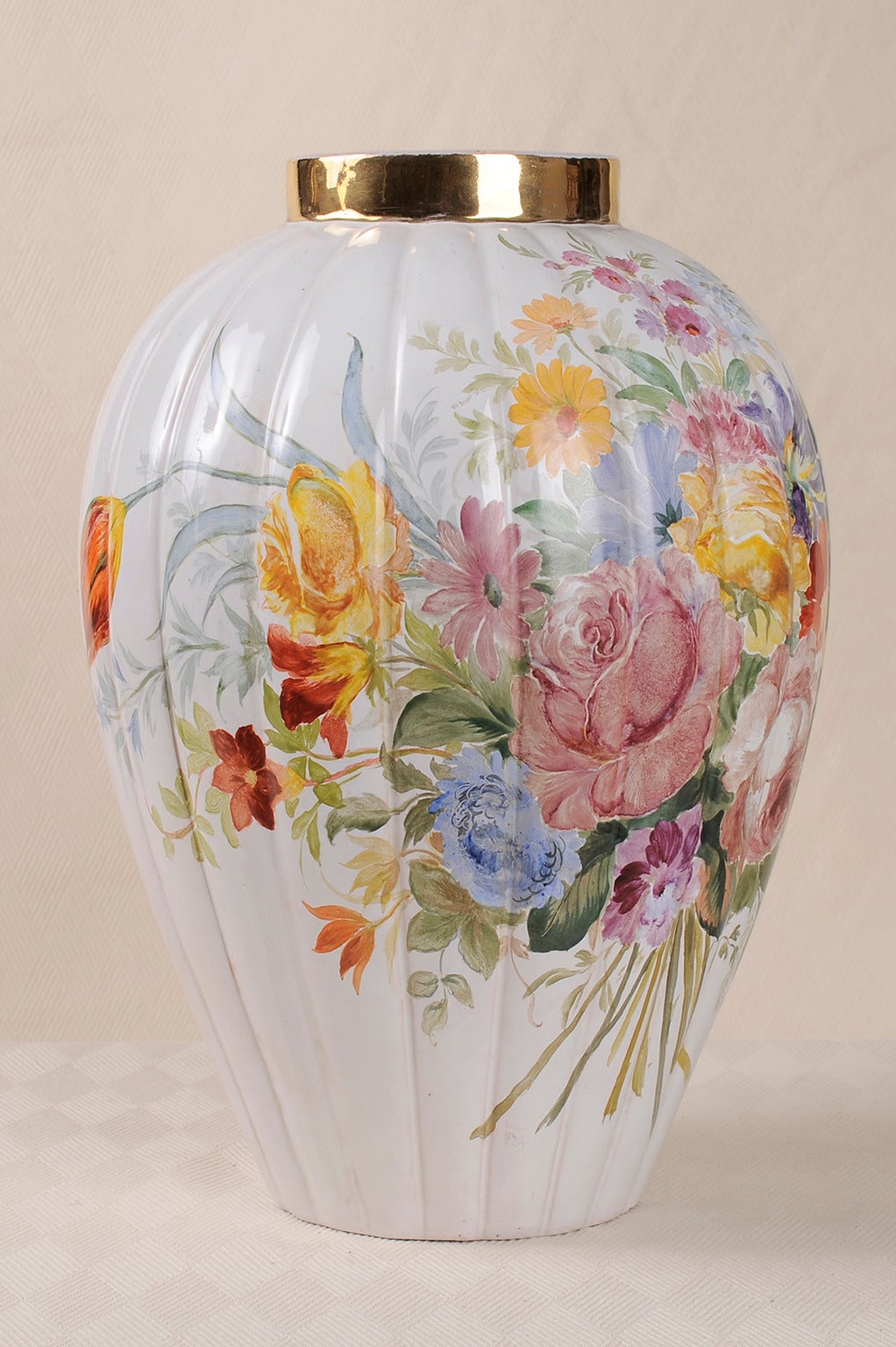 Italian Signed Vintage Hand-Painted Vase or Lamp Base In Excellent Condition In Alessandria, Piemonte