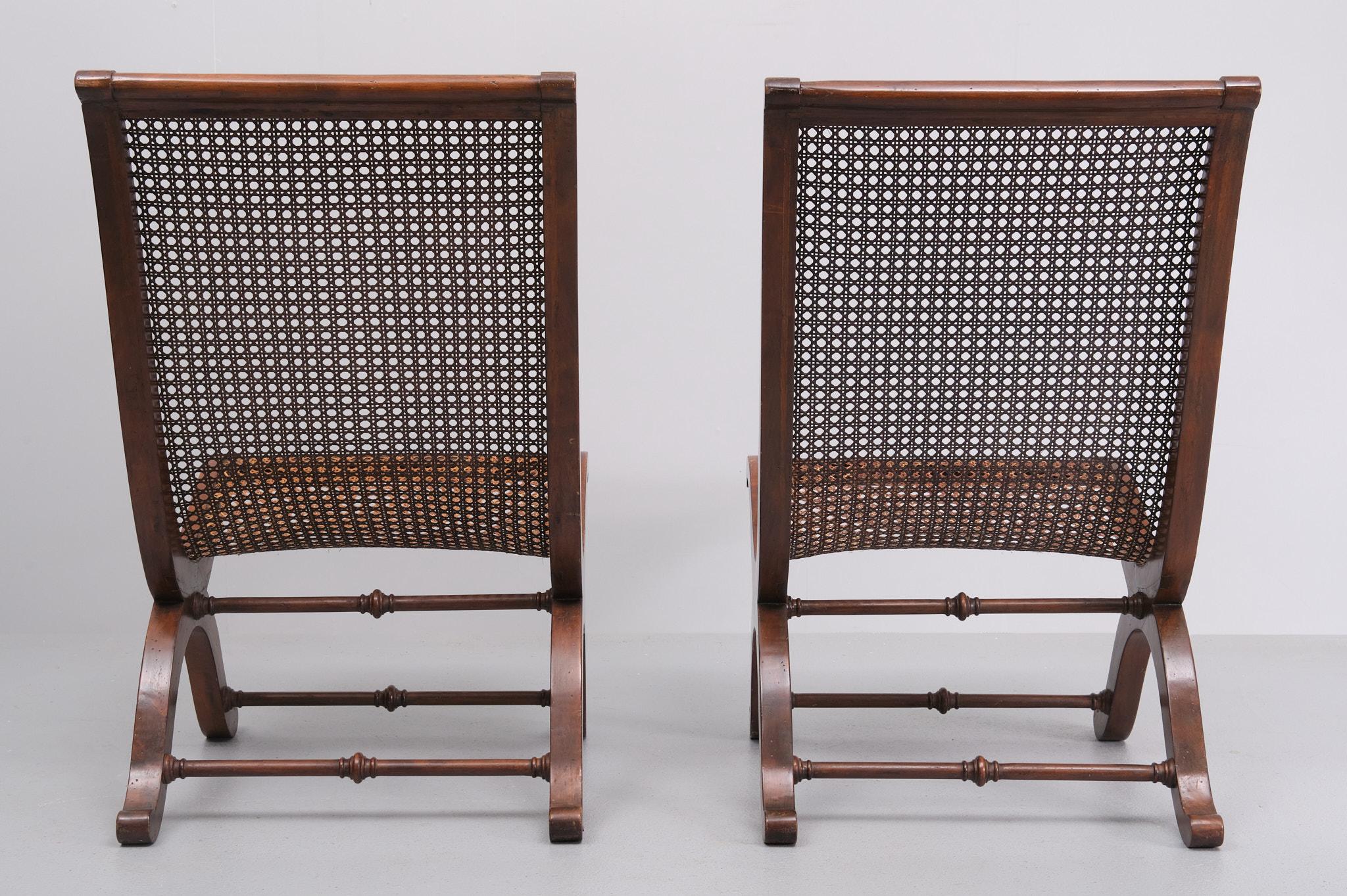 Pair Italian signed Wicker slipper chairs   For Sale 4