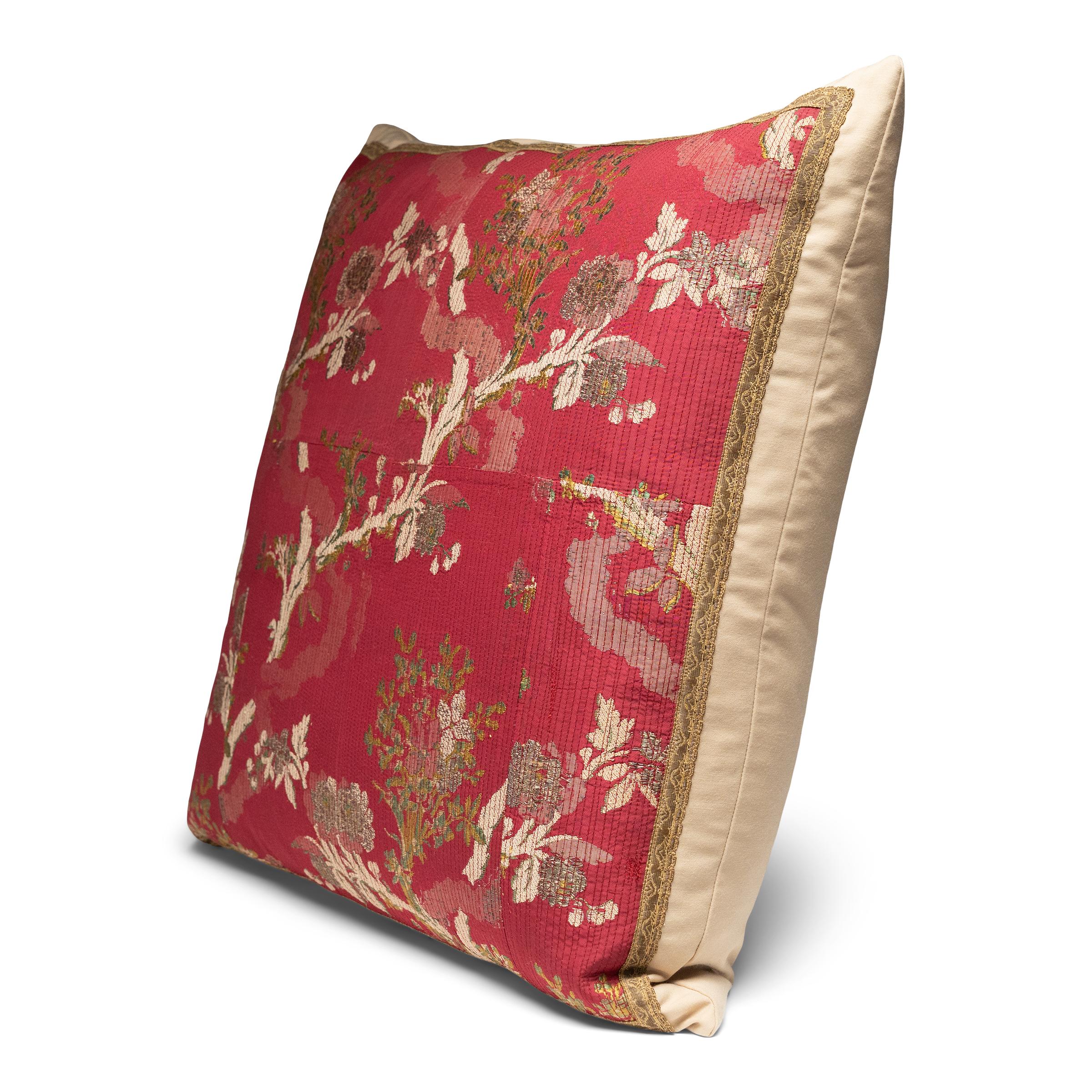 Organic Modern Italian Silk Brocade Pillow For Sale