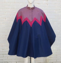 Italian Silk Fur Lined Poncho Cape for Neiman Marcus, 1970's