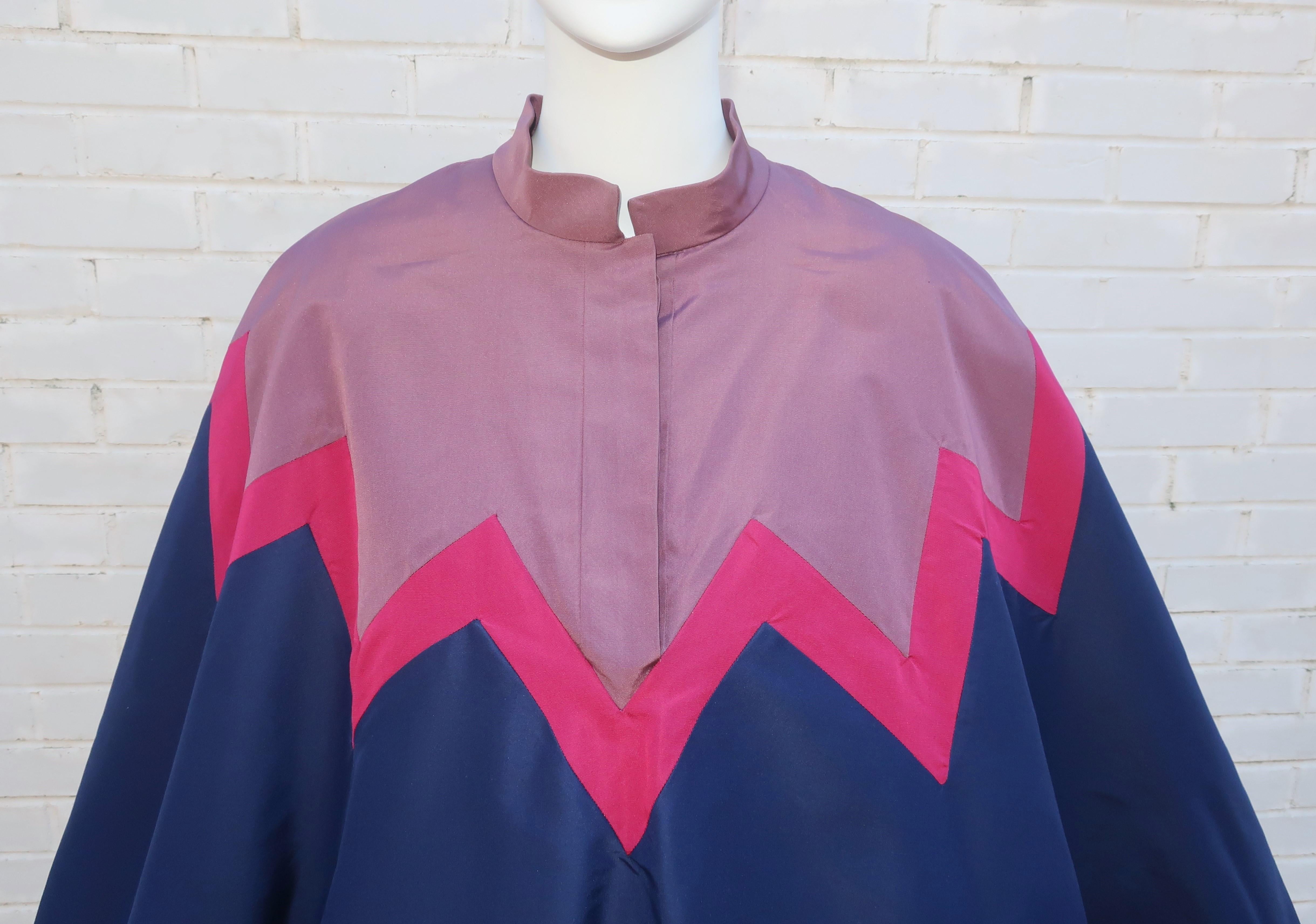 Women's Italian Silk Fur Lined Poncho Cape for Neiman Marcus, 1970's For Sale