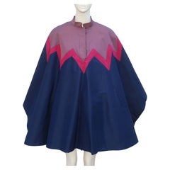 Used Italian Silk Fur Lined Poncho Cape for Neiman Marcus, 1970's
