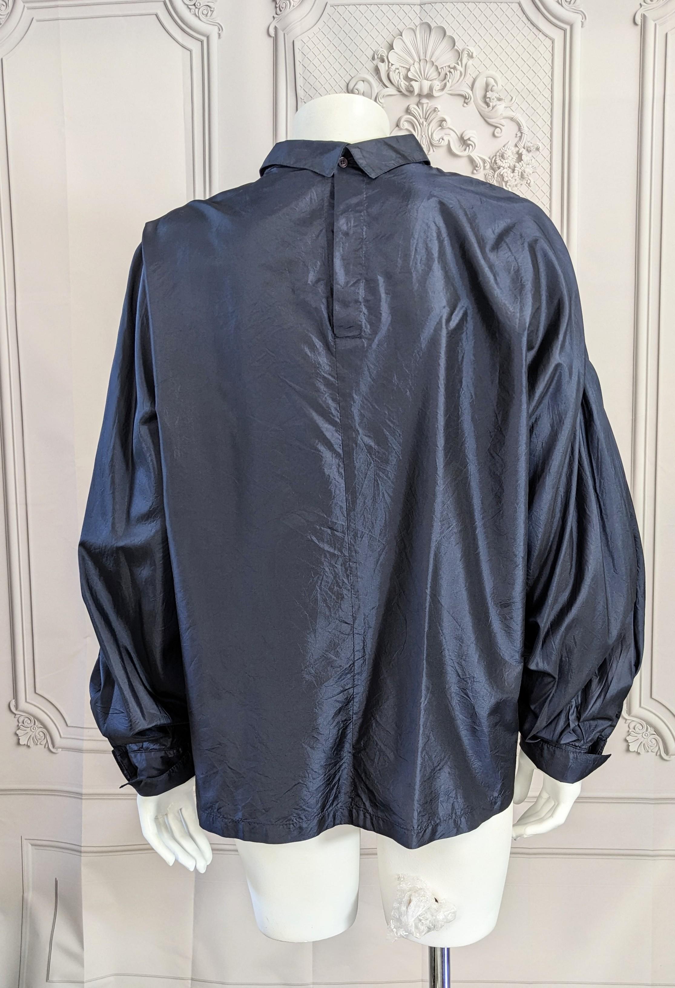 Women's or Men's Italian Silk Taffeta Trompe L'Oiel Blouse For Sale