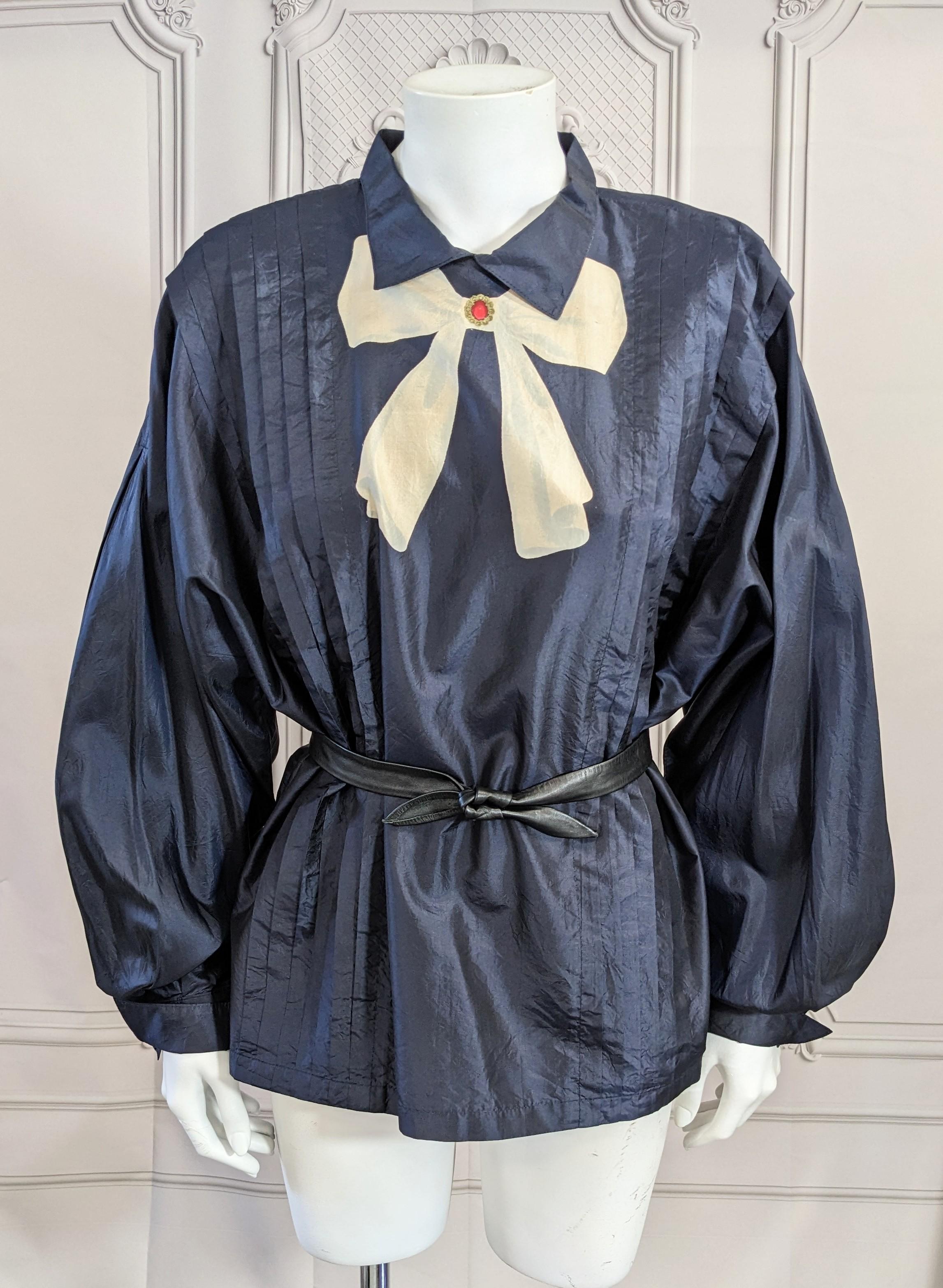Italian Silk Taffeta Trompe L'Oiel Blouse For Sale 2