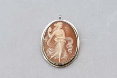 Italian Silver & 14k Gold Cameo Carving of a Lady