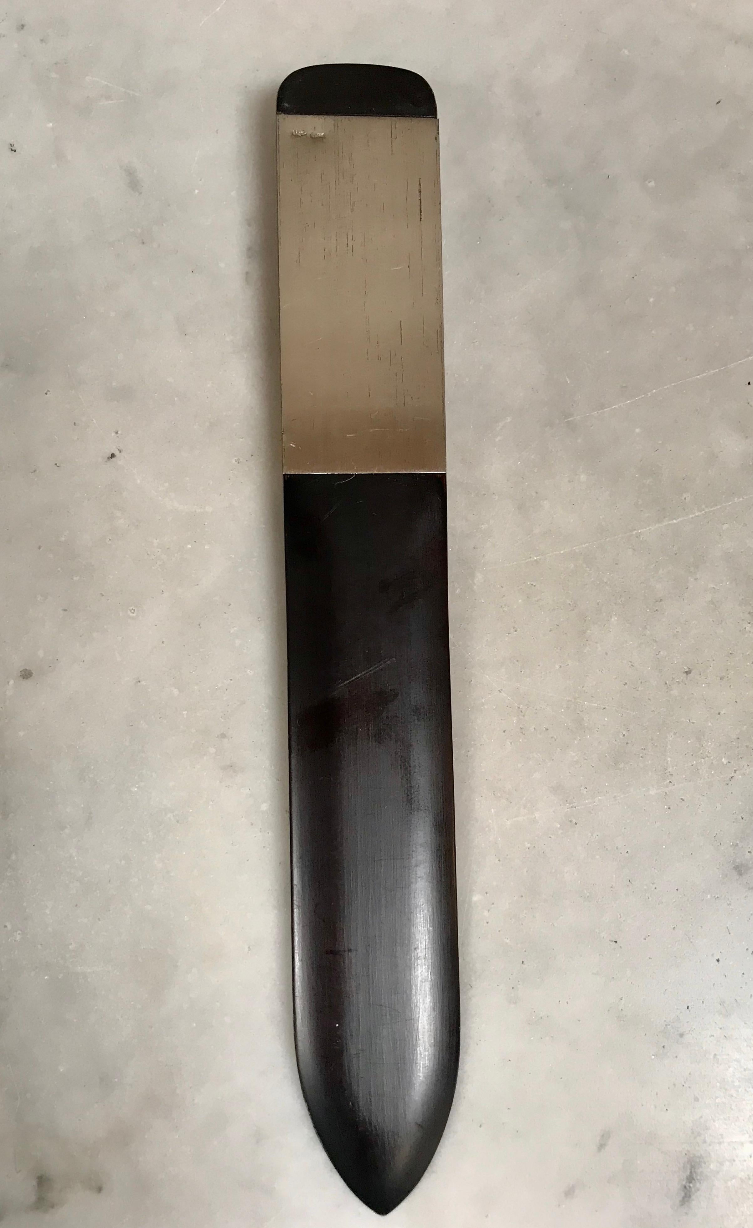 Italian Silver and Black Wood Turner Letter Opener, 1980s For Sale 3