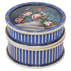Vintage Italian Silver and Enamel Circular Box
