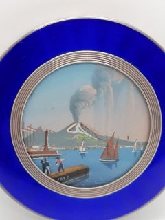 Italienischer Briefbeschwerer aus Silber und Emaille –Vesubio