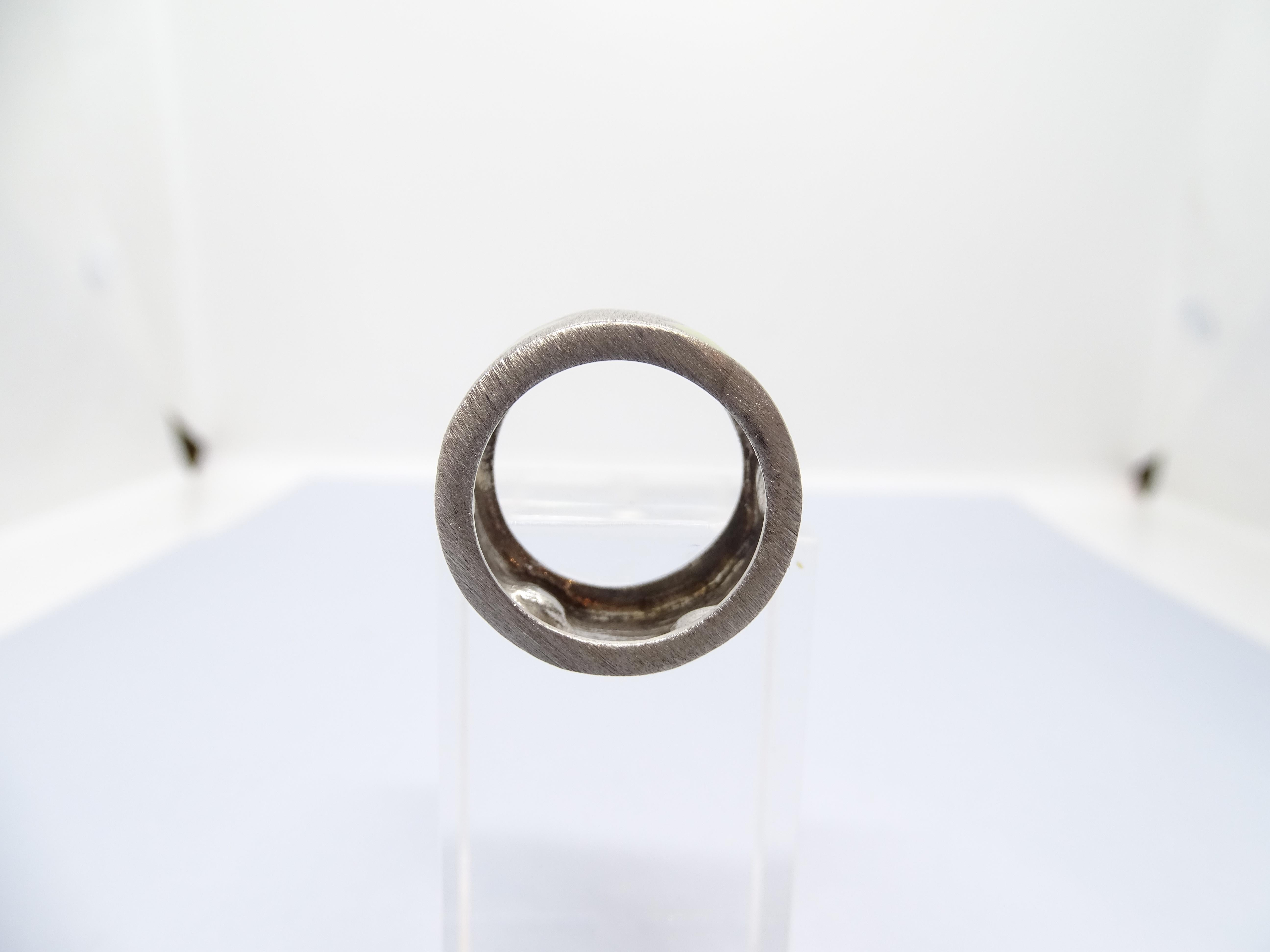 Italian Silver and green enamel ring, Vintage For Sale 8