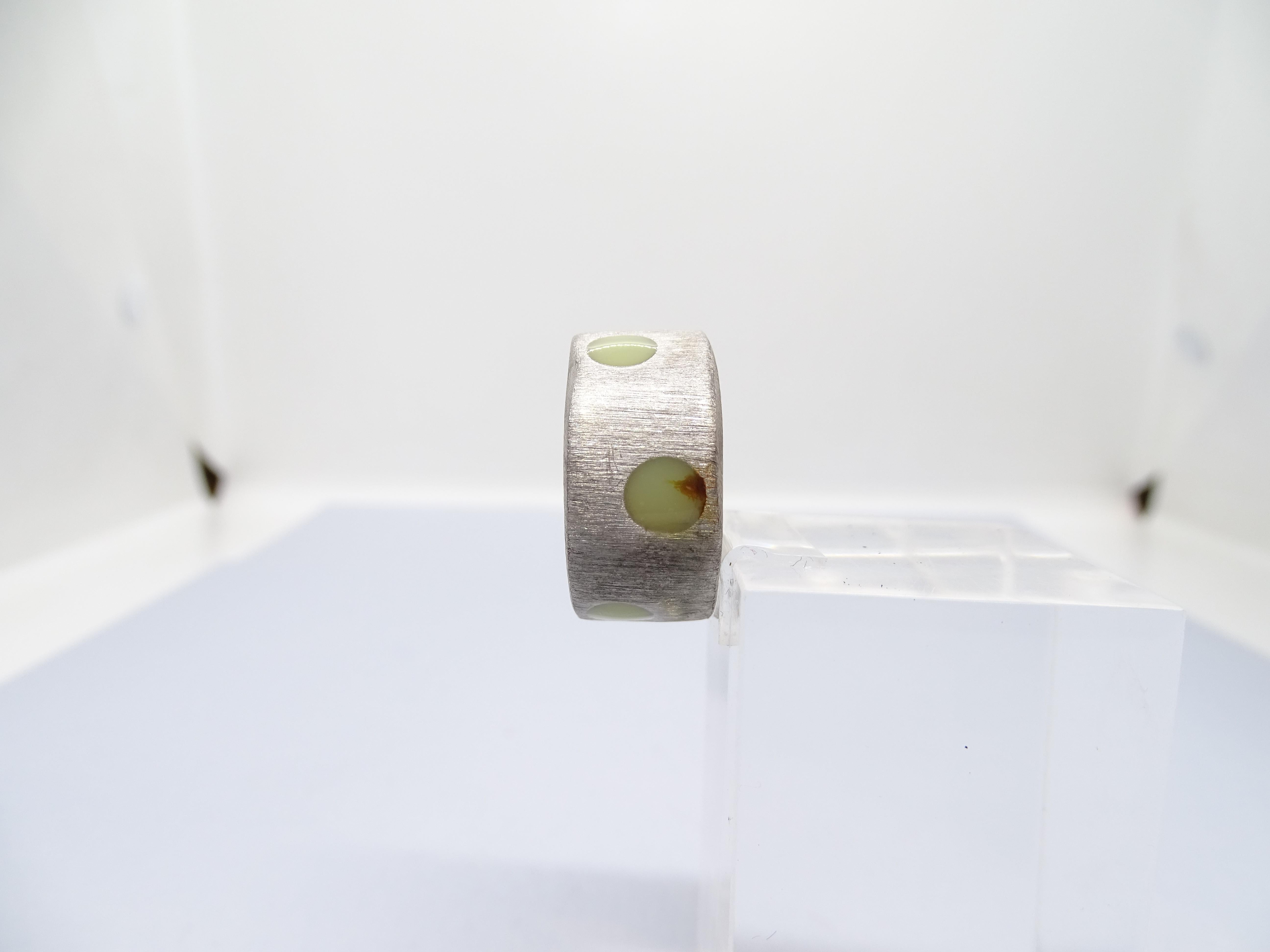 Italian Silver and green enamel ring, Vintage For Sale 10