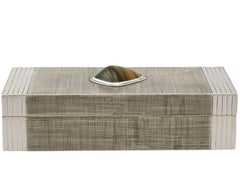 Italian Silver and Tiger's Eye Quartz Box Vintage, circa 1970