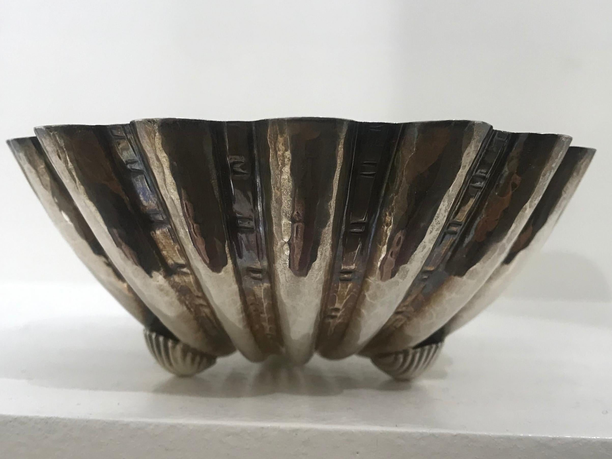 20th Century Italian Silver and Vermeil Shell Dish