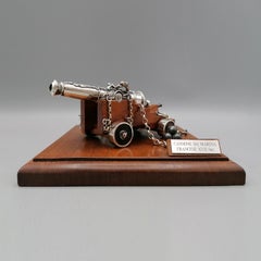 Italian Silver and Wood Miniature of French Navy Cannon