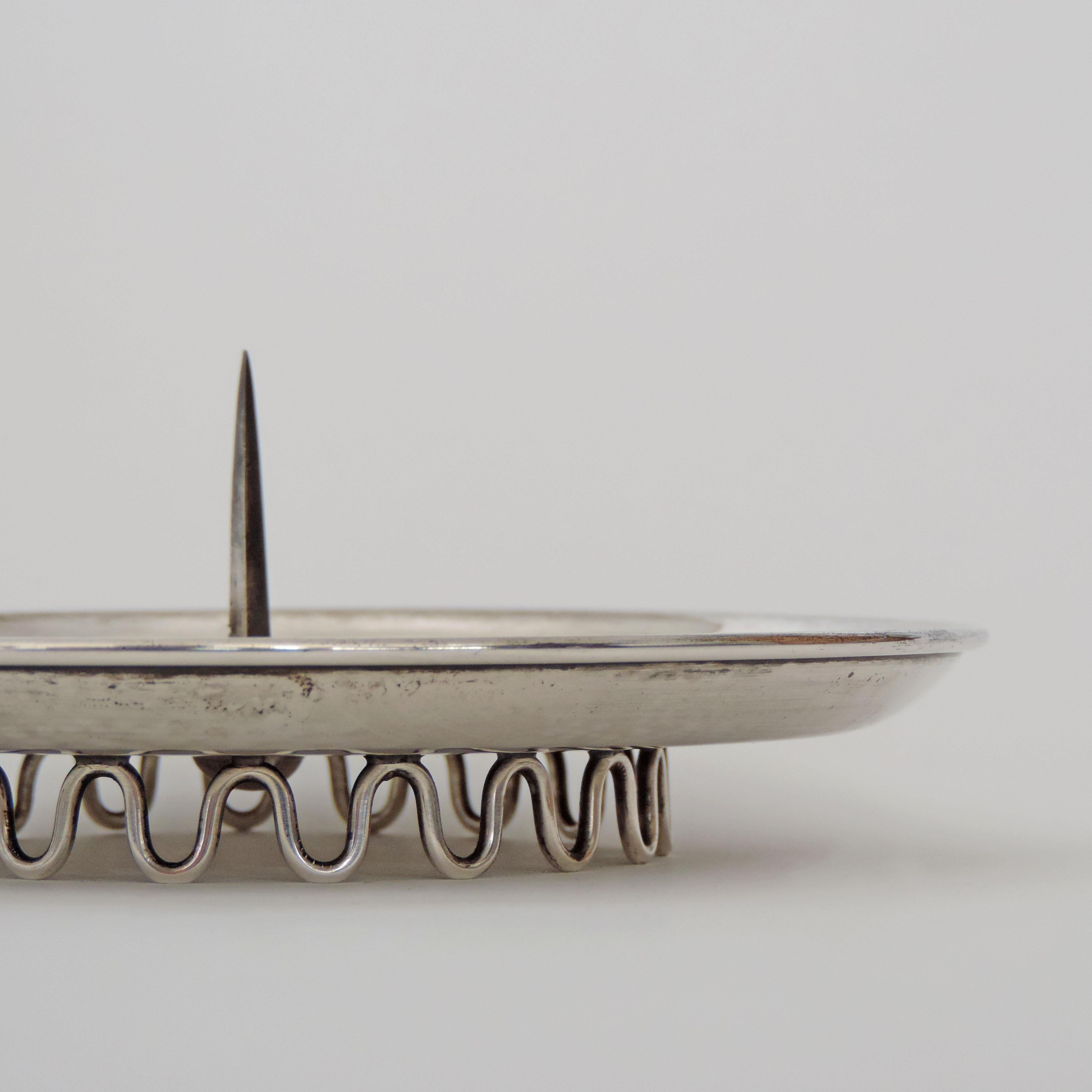Italian Silver Art Deco Candleholder by Veneziani For Sale 1