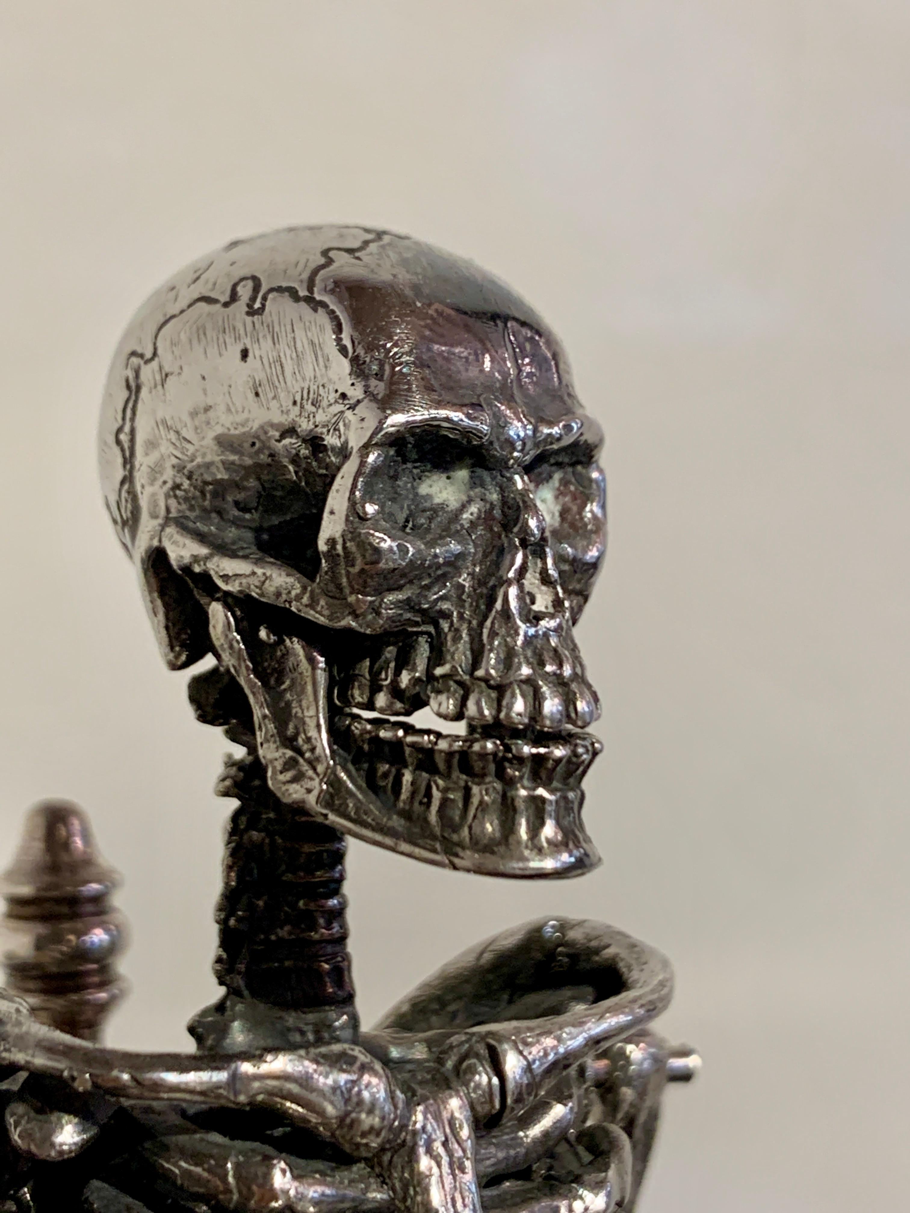 Italian Silver Articulated Human Skeleton Model, Mid 20th Century In Good Condition In Austin, TX