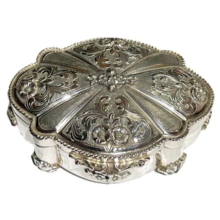 Italian Silver Box Raised, 1970s For Sale