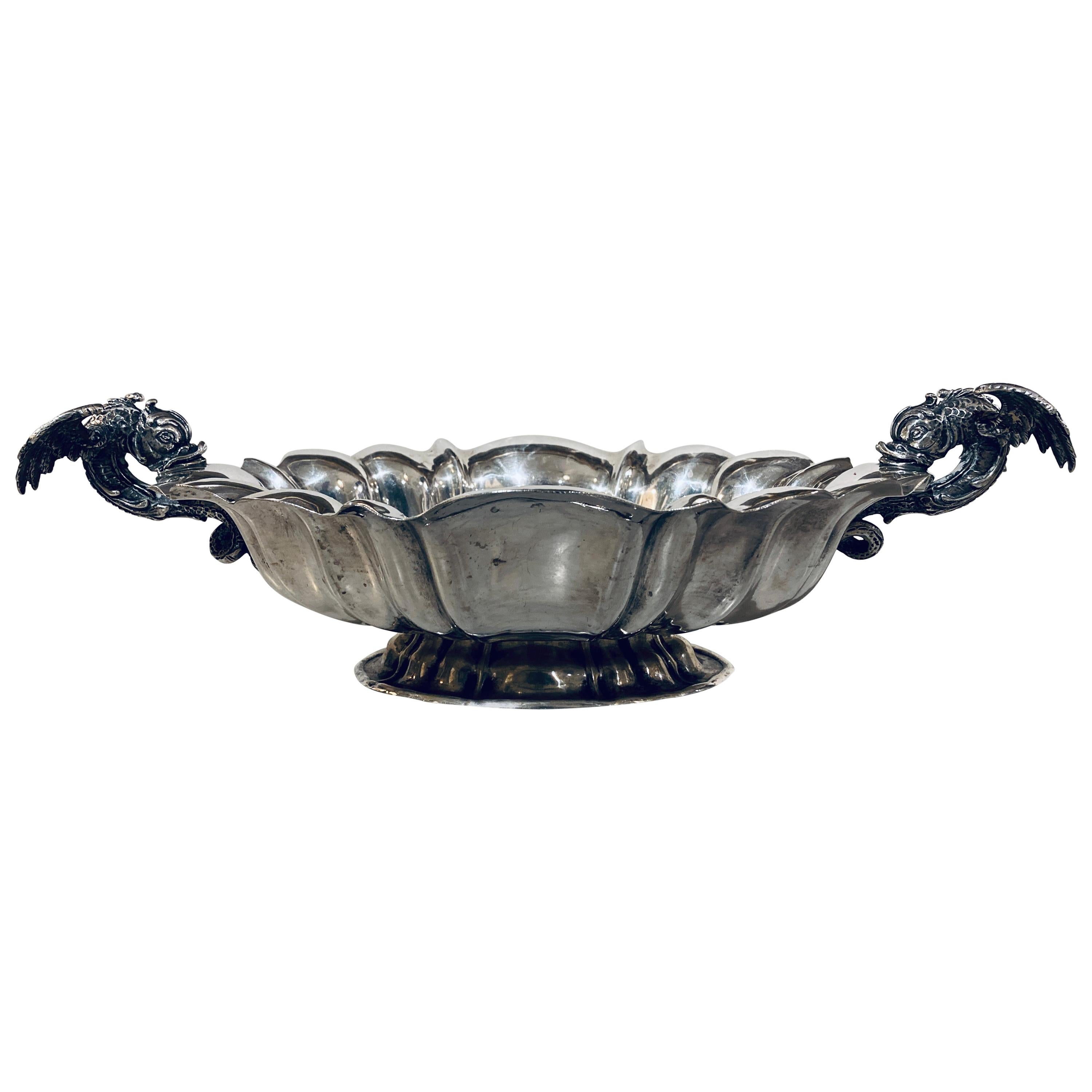 Italian Silver Centerpiece with Handles For Sale