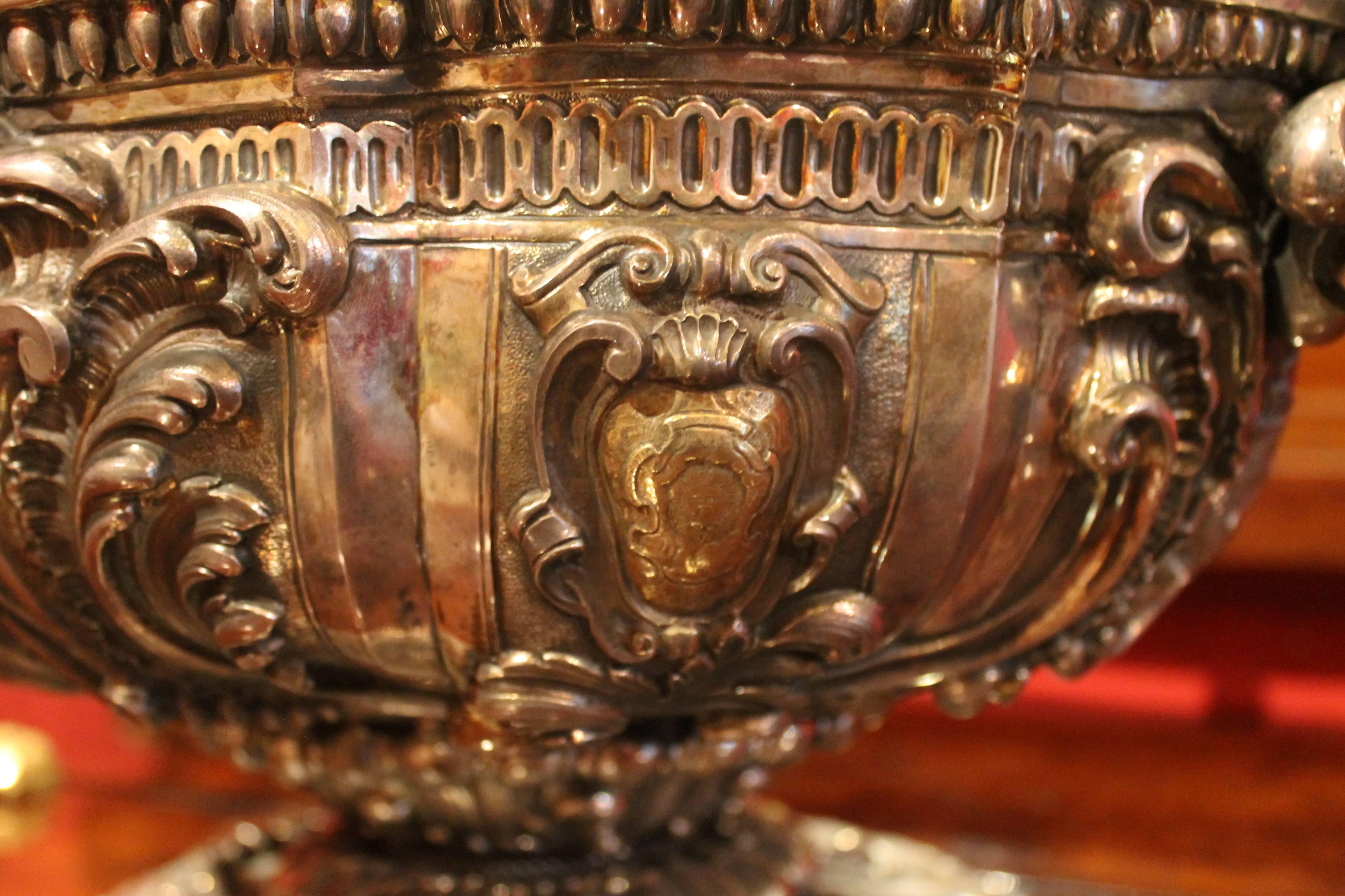 19th Century Italian Baroque Style Silver Centerpiece Bowl or Soup Tureen 5