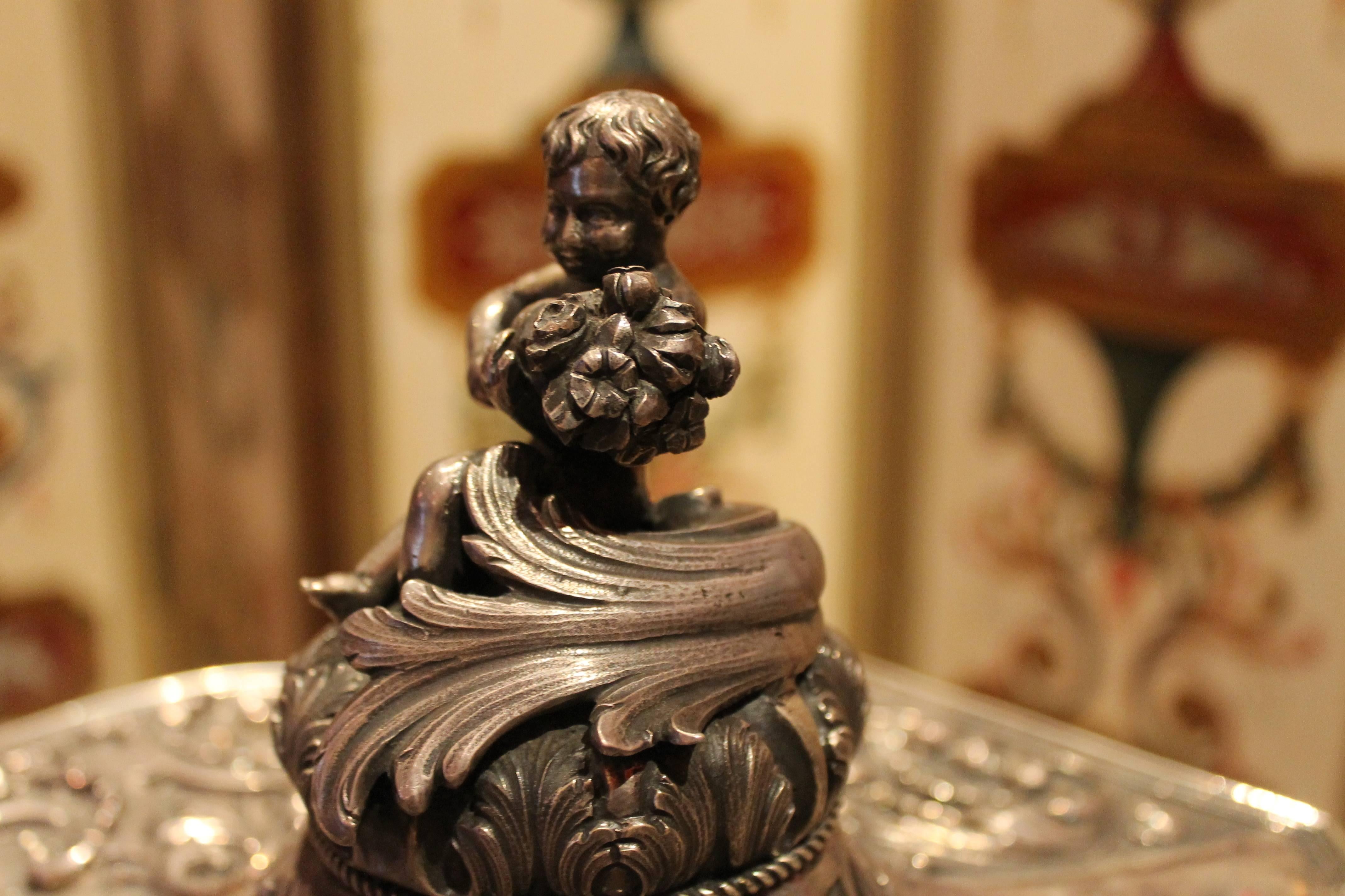 19th Century Italian Baroque Style Silver Centerpiece Bowl or Soup Tureen 1