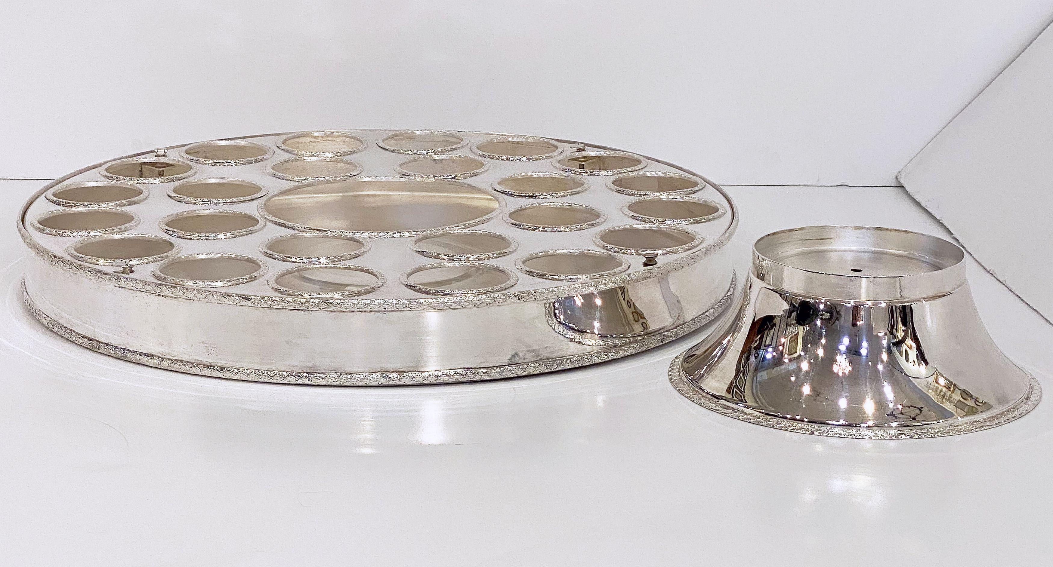 Italian Silver Champagne Service with Revolving Stand, Wine Cooler, and Glasses 5