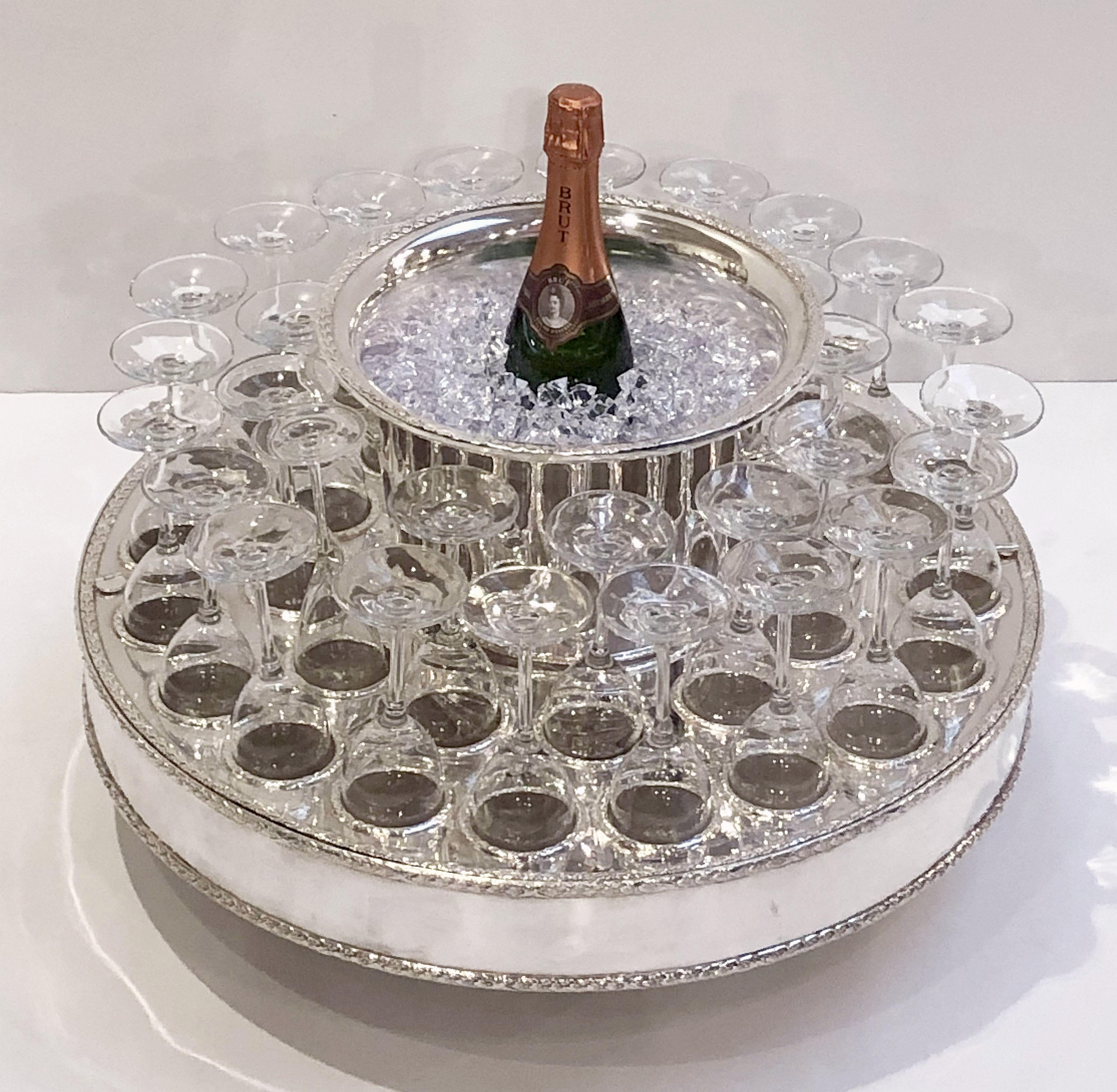 wine cooler with glasses