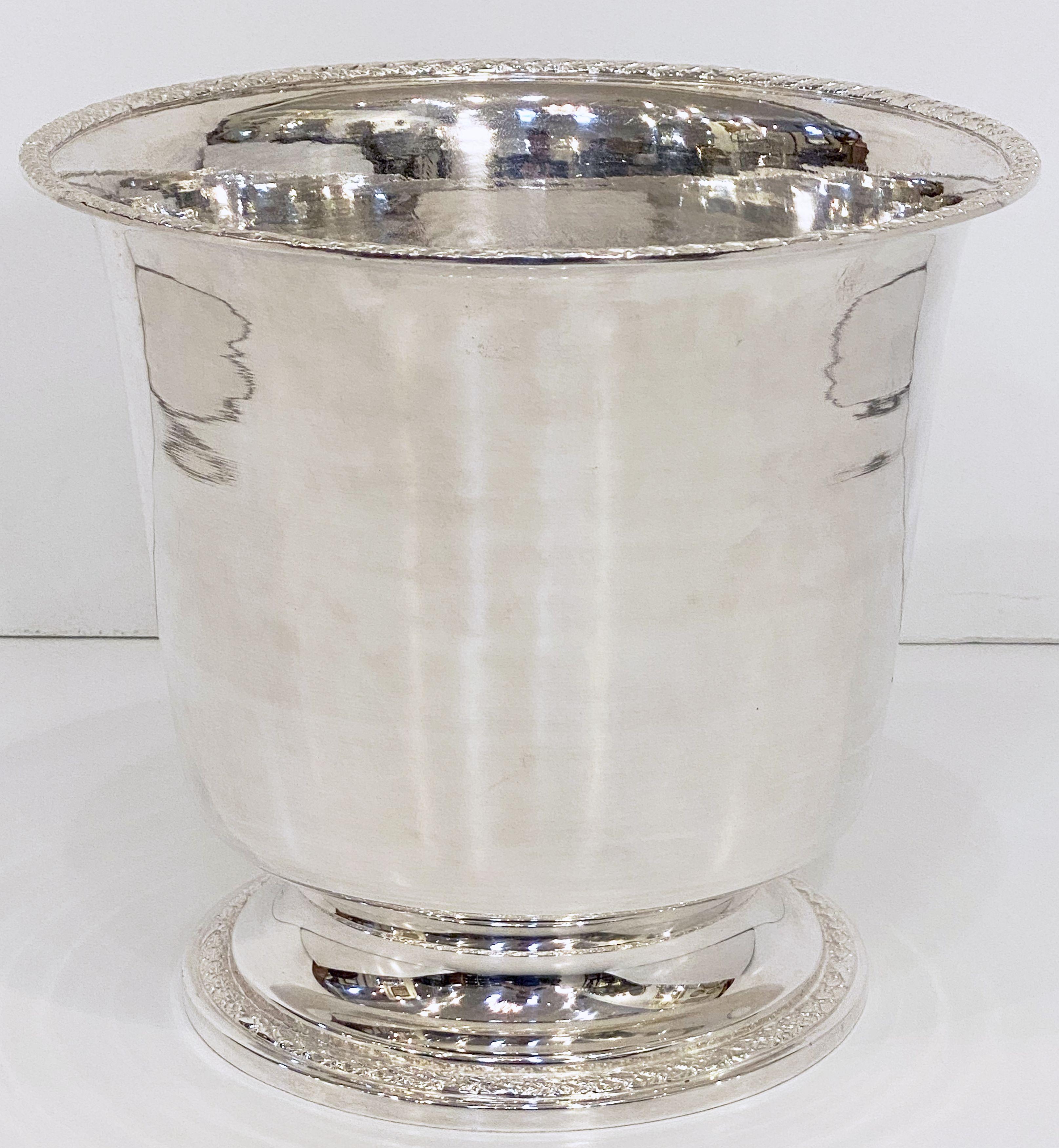 Italian Silver Champagne Service with Revolving Stand, Wine Cooler, and Glasses 2