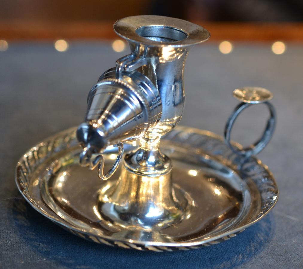 Neoclassical Italian Silver Circular Chamberstick, 1820s For Sale