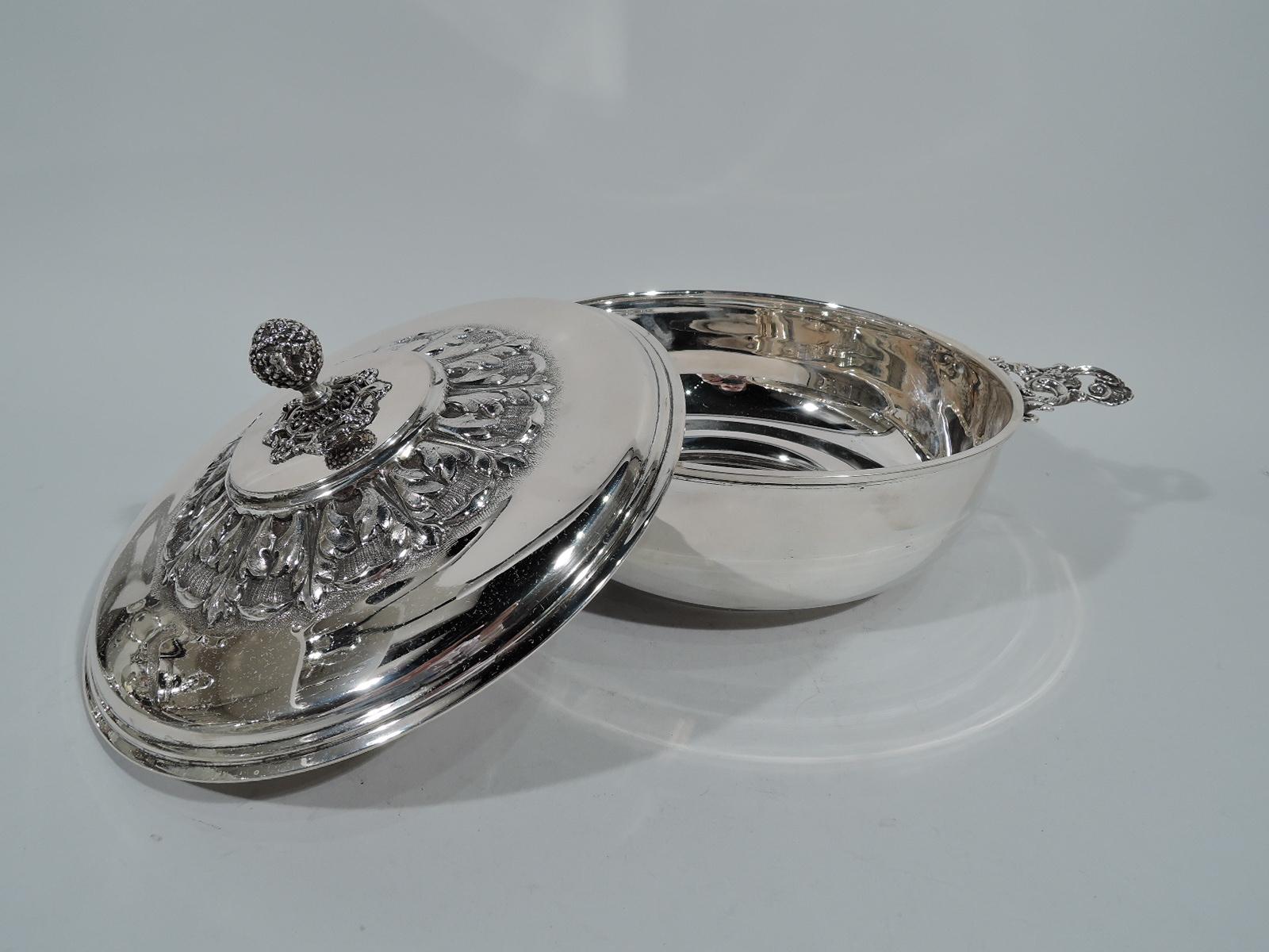silver covered serving dish
