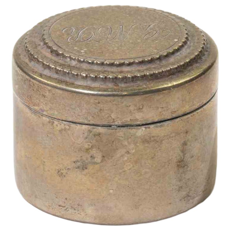 Vanité ou boîte à pilules cylindrique en argent italien, années 1960 en vente