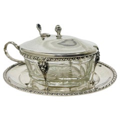 Italienische Silberschale mit Kristallglaseinlage von Armando Zanolli, 1960er Jahre