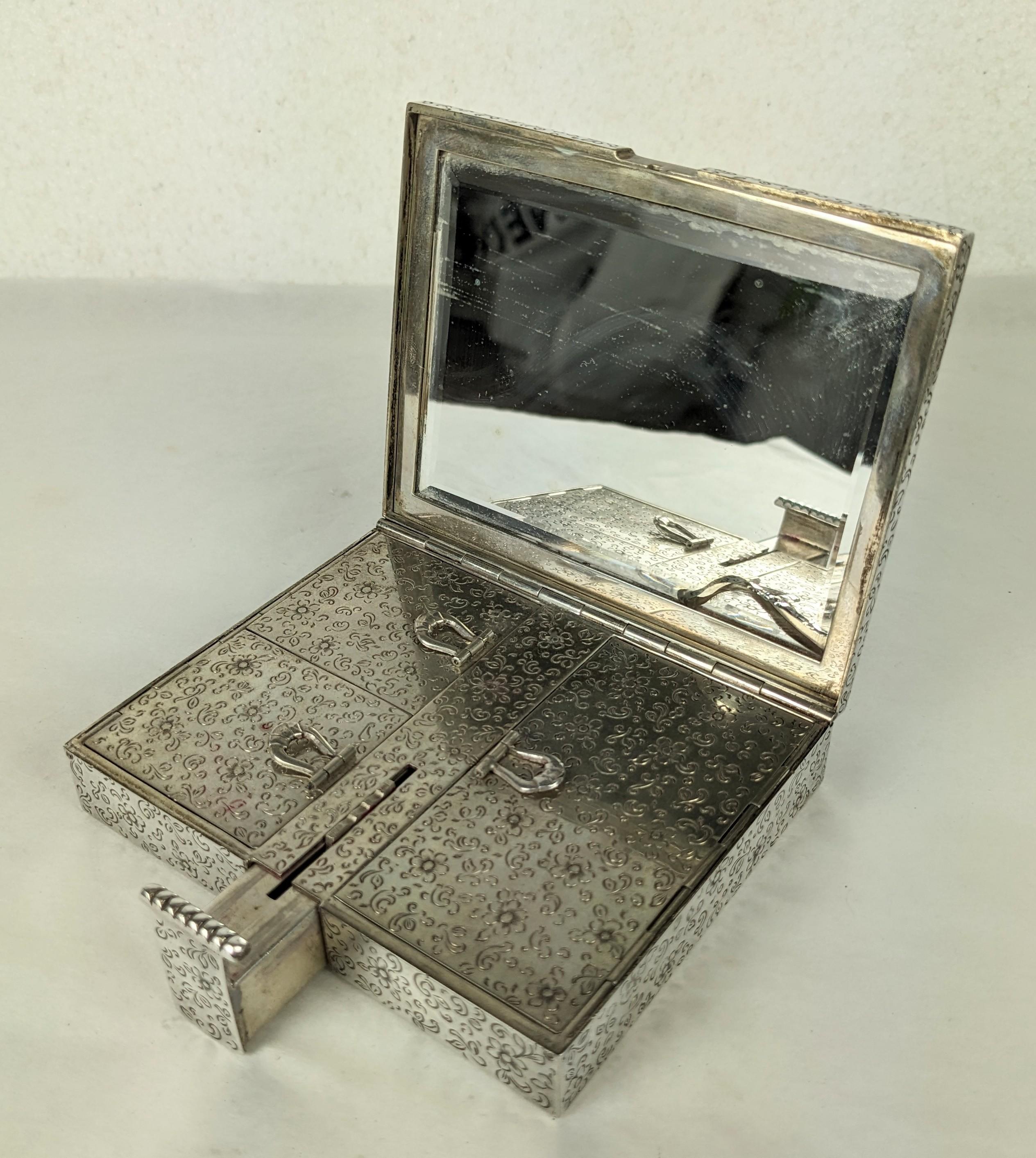 Italian Silver Etched Minaudiere For Sale 1