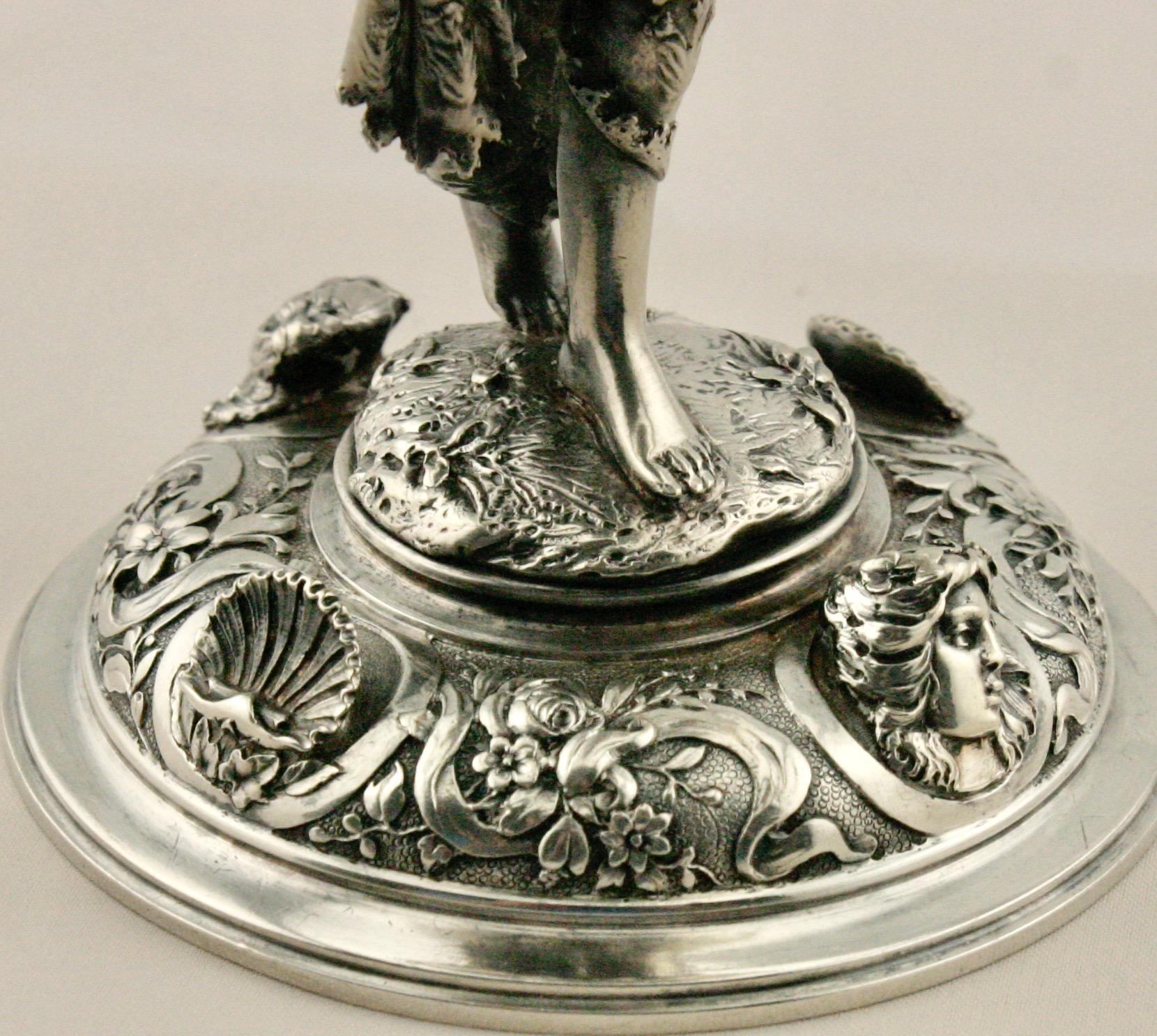 Cast Italian Silver Figural Compote of Flora by G. Accarisi, Florence